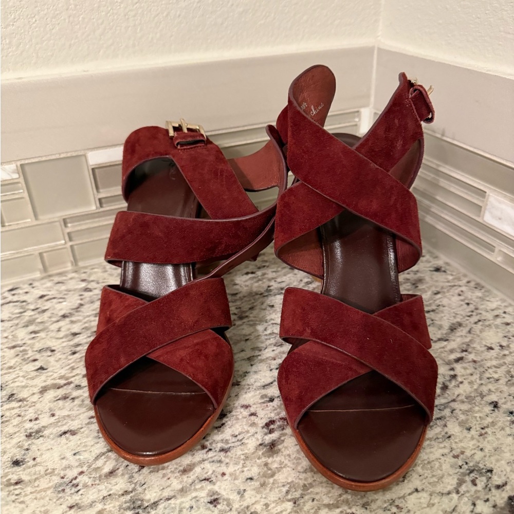 Joie Burgundy Suede Women's Sandals